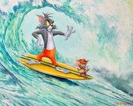 Tom and Jerry Art Hanna-Barbera Artwork Tandem Trouble in the Tube